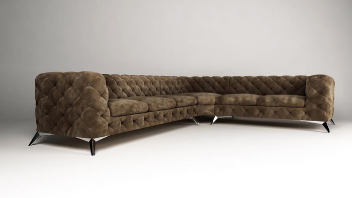 Samt Ecksofa Chesterfield Sofa Polstergarnitur Couch Wohnlandschaft Lform Design
