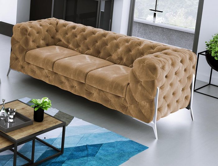 Chesterfield Dreisitzer Bequeme Designer Wohnzimmer 3 Sitzer Couch Polster Sofa