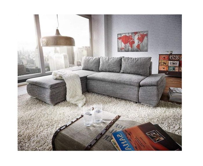 Schlafsofa Design Ecksofa Schlafsofa Bettfunktion Couch Polster Textil Sofas Neu