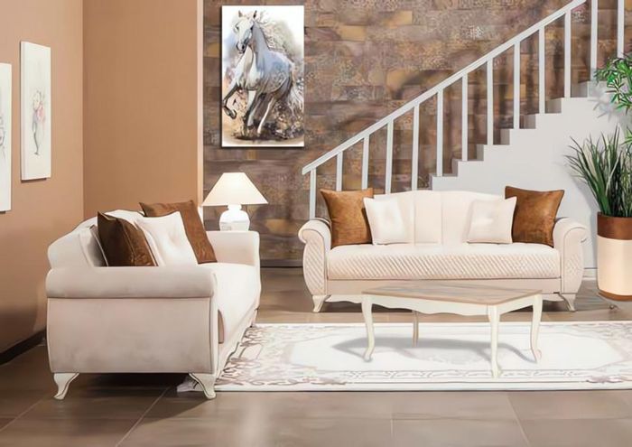 Garnitur Sofa Zweisitzer Sofa 2 Sitzer Stoffsofas Beige Couch 2tlg Set