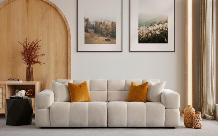 Sofa 3 Sitzer Wohnzimmer Stoffsofa Einfarbig Edelstahl Arbeitszimmer Modern Neu