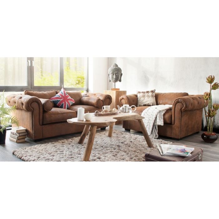 -Chesterfield Sofagarnitur 3+2 Couch Polster Set Sofas Couchen Neu Sofa Leder