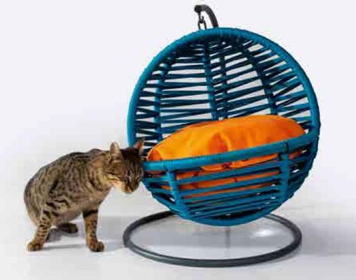 Blaue Rundschaukel Katzenliege Tieren Zubehör Luxus Moderne Möbel Neu