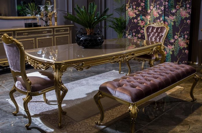 Esszimmer Set Esstisch Klassischer Echt Holz Luxus 4tlg Stuhl Garnitur Gruppe