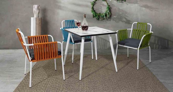 Moderne Esszimmer Möbel Terrassen 4x Stühle Edelstahlmöbel