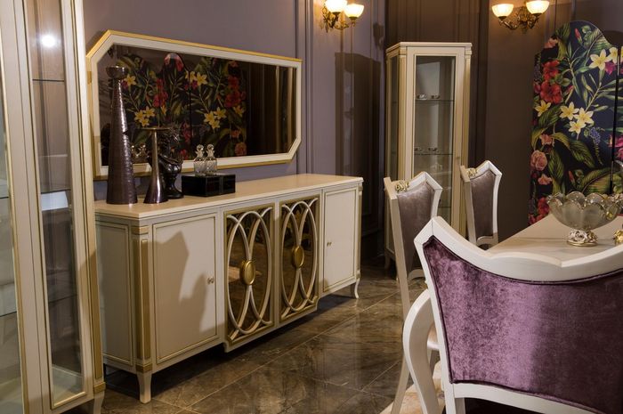 Klassische Set Vitrine rtv Sideboard Luxus Vitrine Schrank Schränke Set 2 tlg.