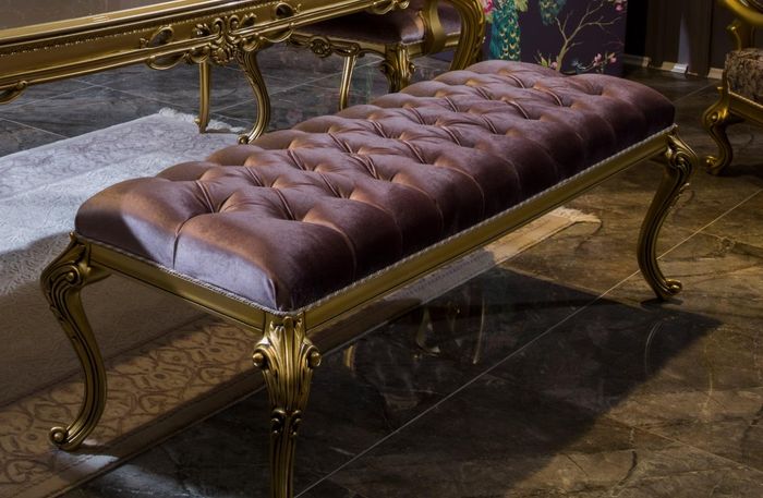 Luxus Hocker Designer Chesterfield Samt Beistellhocker Polster Bank Fußhocker