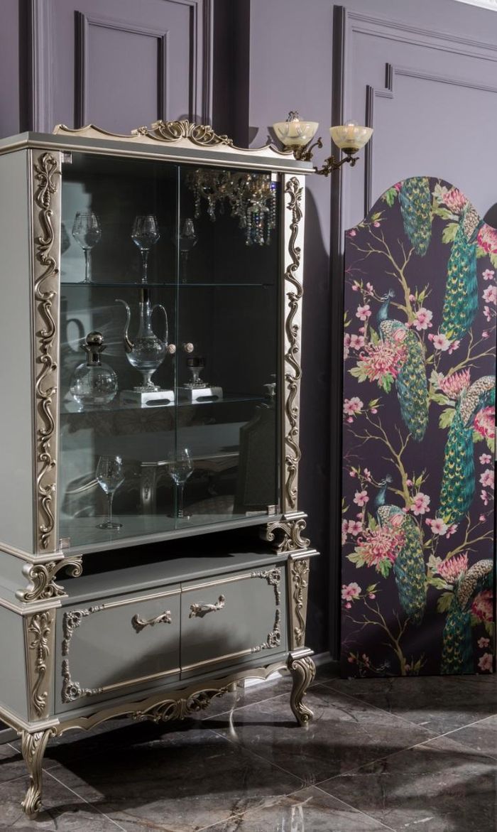 Vitrinen Glas Holz Schrank Vitrine Wohnzimmer Möbel Anrichte Schränke Luxus Neu