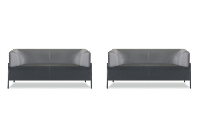 Schwarze Kunstleder Arbeitszimmer Sitzmöbel Moderne 2x 2-Sitzer 2tlg Set