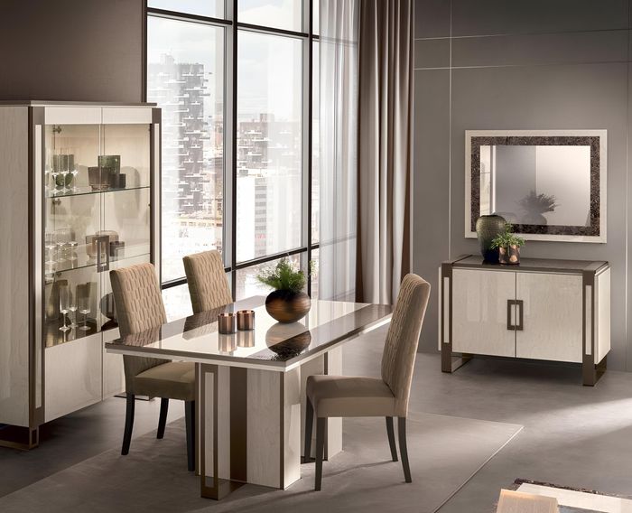 Esszimmer Set 3tlg. Esstisch Vitrine Kommode modernes Esszimmermöbel Set Italien