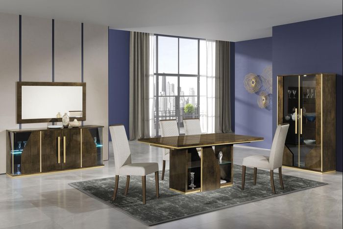 Esszimmer Esstisch Stuhl Kommode Spiegel Vitrine Luxus Gruppe Tische Set 8tlg.