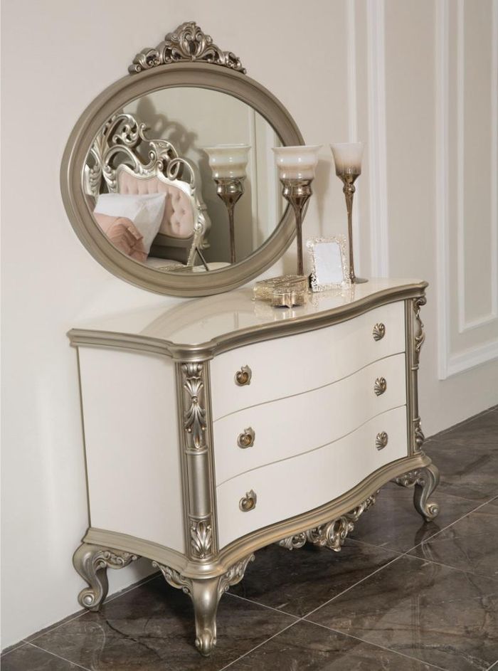 Luxus Kommode Möbel Sideboard Kommoden Anrichte Schrank mit Spiegel 2tlg Set Neu
