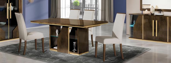 Esstisch Holz Tisch Tische Esszimmer Design Modern Luxus Möbel Hochglanz Braun