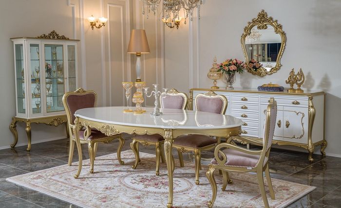 Design Esszimmer Set 8tlg Esstisch Stuhl Kommode Vitrine Spiegel Ess Tische Holz