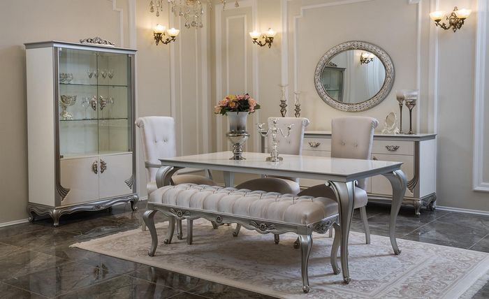 Design Esszimmer Set 9tlg Esstisch Stuhl Kommode Vitrine Spiegel Ess Tische Holz