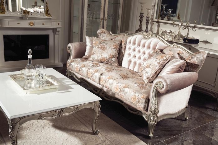 Rosa Couchen Polster Sofa Sofas 3 Sitz Dreisitzer Stoffsofa Barock Rokoko Möbel