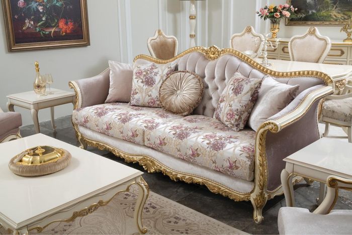 Sofa 3 Sitzer Klassische Couchen Luxus Möbel Sofas Stoff Couch Dreisitzer Neu