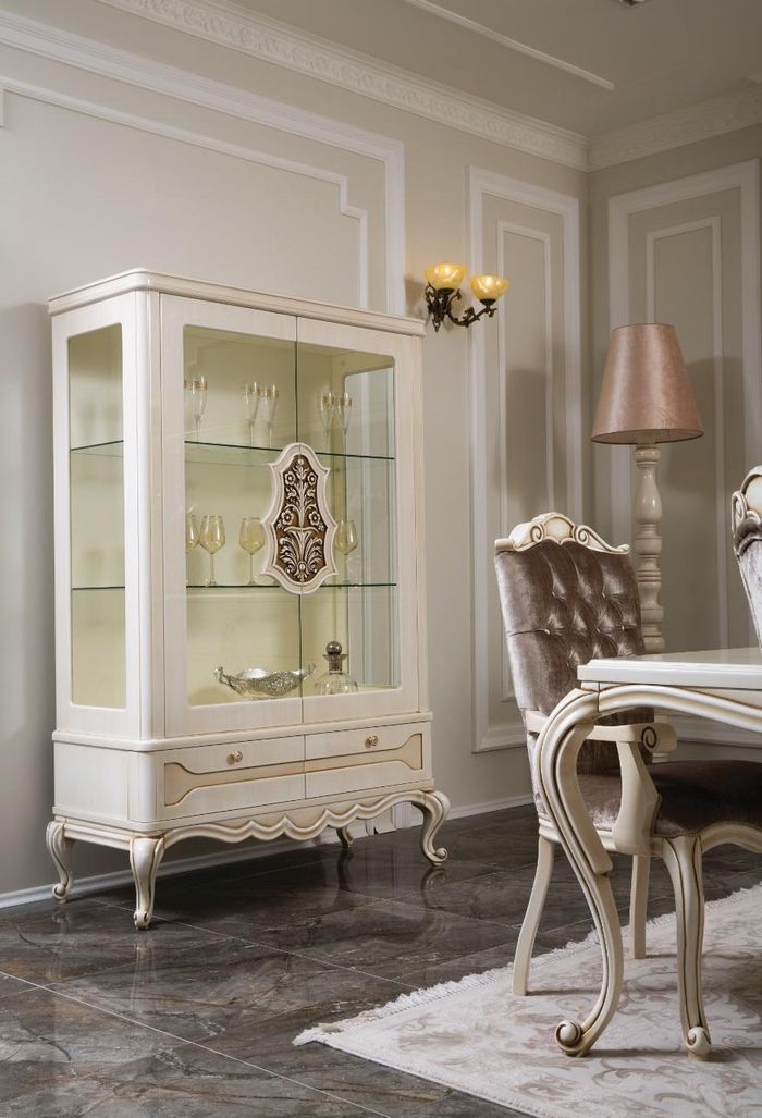 Vitrinen Glas Schrank Vitrine Wohnzimmer Holz Anrichte Luxus Möbel Regal Neu