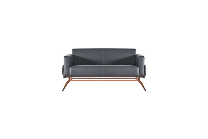 Sofa 2-Sitzer Schwarz Modern Design Einfarbig Arbeitszimmer Wohnzimmer