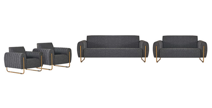 Dunkelgraue Stoffsofas Designer Arbeitszimmer Polster Garnitur 5tlg Set