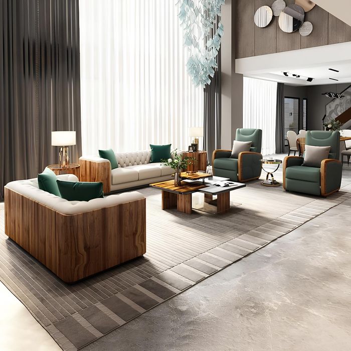 Luxus Möbel Sofagarnitur Couch Sofa Polster Designer Möbel 4tlg. Leder Couchen