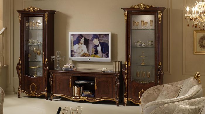 klassisch Wohnwand Vitrine Kommode Schrank sideboard Barock Rokoko jugendstil