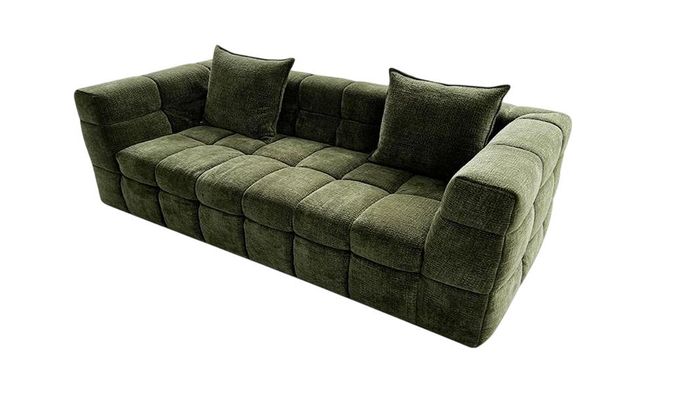 Komprimierbares grünes 3-Sitzer Stoffsofa Großes Sofa für das Wohnzimmer