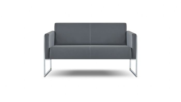 Sofa 2-Sitzer Grau Arbeitszimmer Einfarbig Wohnzimmer Modern Design Stil
