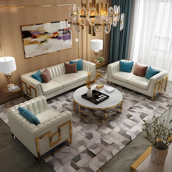 Sofagarnitur 3+2+1 Sitzer Wohnlandschaft Sofa Couch Polster Garnitur Sofas Leder