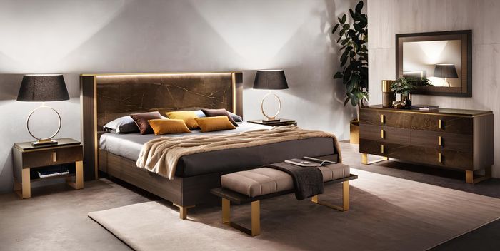 Bett Schlafzimmer Set Design Modern Luxus 2x Nachttisch Italienische Möbel 3tlg.