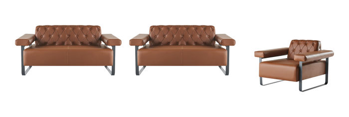 Ledersofas Chesterfield Original Knöpfe 2-Sitzer Sofas Sessel Modern