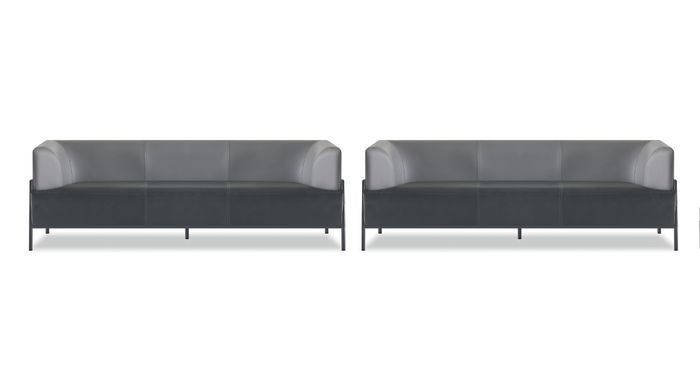 Schwarze Arbeitszimmer Sitzgarnitur Edler Wartezimmer 3-Sitzer 2tlg Set