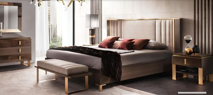Klassisches 4tlg Schlafzimmer Set Modernes Bett Nachttisch Kommode arredoclassic