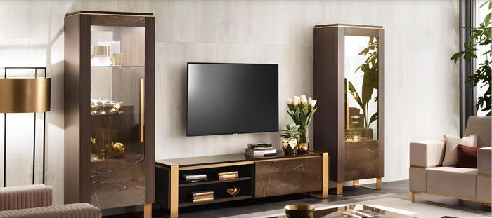 Wohnzimmermöbel Set Designer Wohnzimmer Sideboard 2x Vitrine 3tlg. Wohnwand Neu