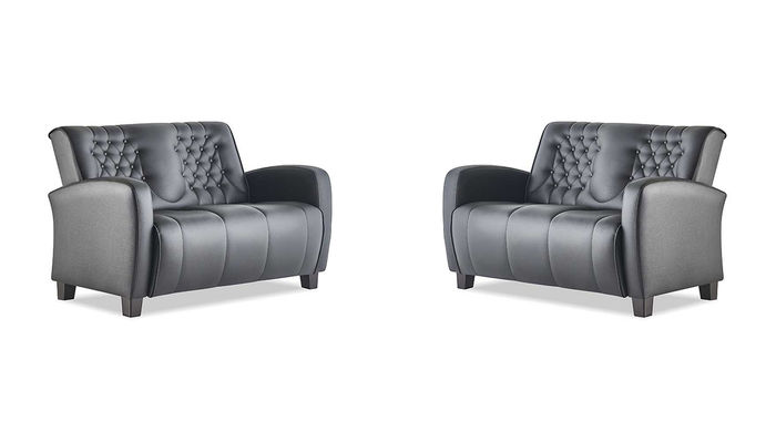 Sitzmöbel-Set Chesterfield Knöpfe 2-Sitzer Sofas Modern Schwarz Holz