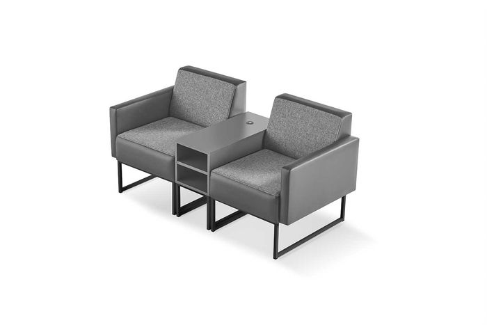 Sofa Grau 2-Sitzer Regalen Arbeitszimmer Flur Diele Foyer Büroeinrichtung