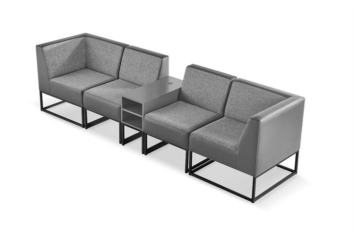 Sofagarnituren Grau Regalen Textil Büroeinrichtung Modul Grau Leder