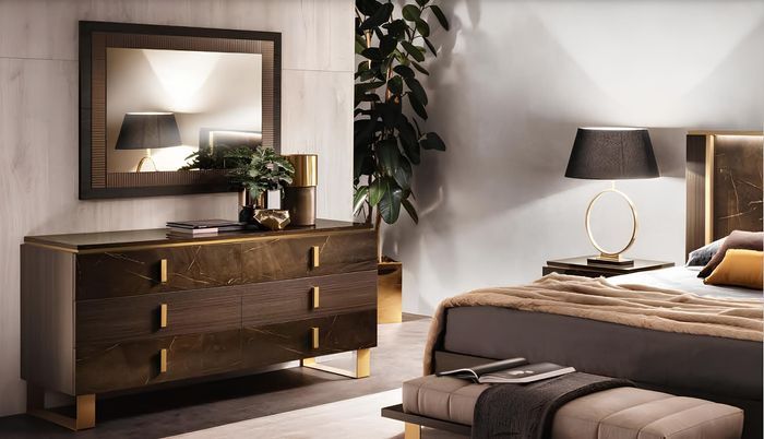 Konsolen Tisch Kommode mit Spiegel Luxus Möbel Set Konsole 2tlg. Made in Italy