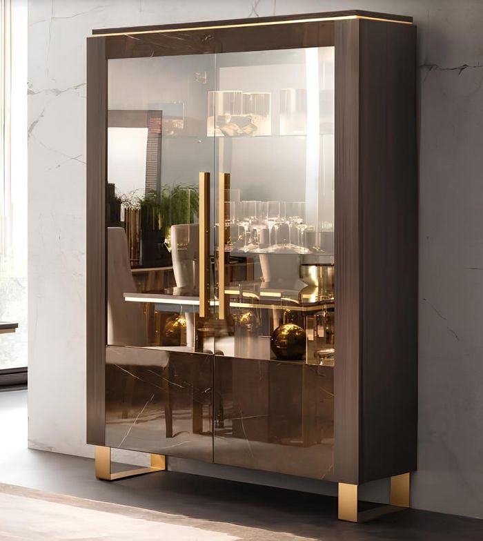 Glasschrank Vitrine Vitrinen Luxus Schrank Holz Stil Möbel Glas Regal Schränke