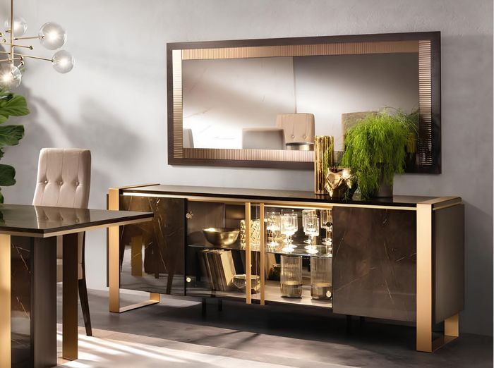 Buffet Anrichte Kommode Spiegel Echte Handarbeit Holz Regal 2tlg Regale Kommoden