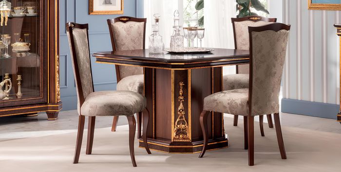 Klassischer Designer Stuhl Echtes Holz Stühle Barock Rokoko Antik Stil Italy