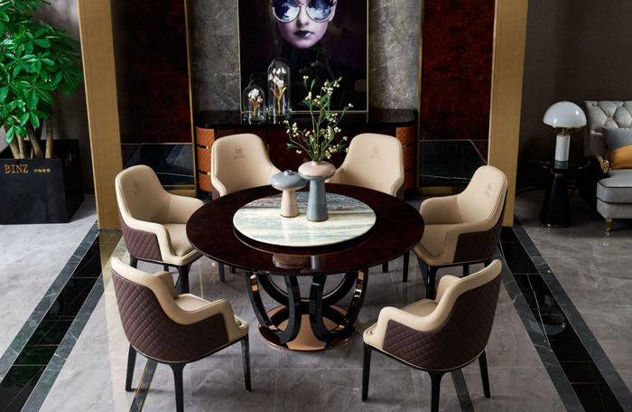 Design Holz Tisch Runder Esstisch Rund Ess Tische 150cm Luxus Klasse Wohnzimmer