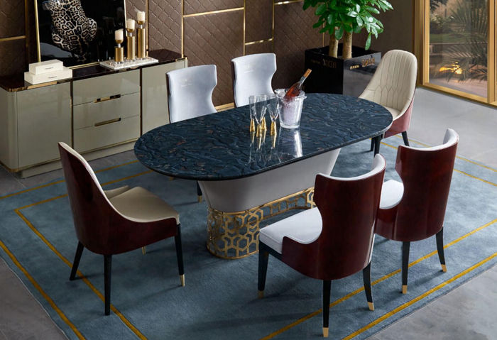 Komplette Esszimmer Garnitur Tisch 6x Lehnstuhl Stühle Luxus Essgruppe Set Neu