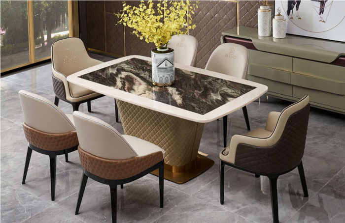 Komplette Esszimmer Garnitur Tisch 4x Lehnstuhl Stühle Luxus Essgruppe Set Neu
