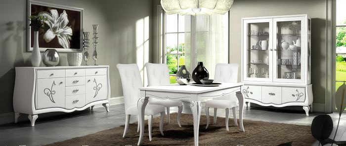 Esszimmer Esstisch Stuhl Kommode Vitrine Gruppe Tisch Holz Tische Lux Set 7tlg.