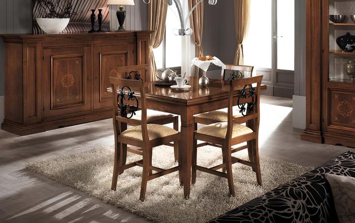 Garnitur Holz Möbel Kommode 4x Stuhl Tisch Vitrine Neu Gruppe Esszimmer Set 7tlg