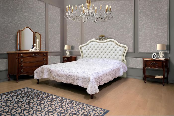 Komplettes Schlafzimmer Set 4 tlg Design Modern Luxus Bett 2x Nachttisch Kommode
