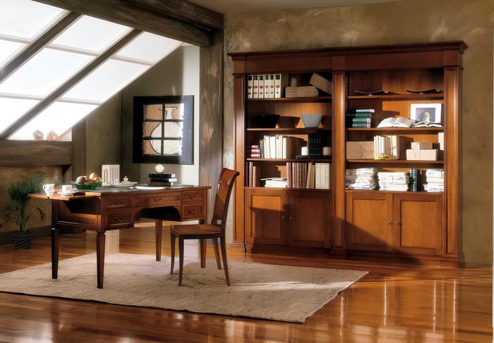 Büro Möbel Einrichtung Tisch Stuhl Arbeitszimmer Bücherregal 3tlg. Set Italien