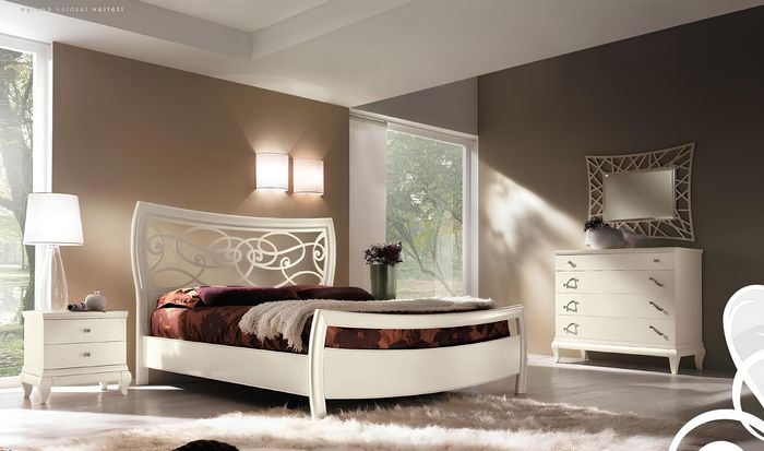Schlafzimmer Bett Nachttisch Kommode Spiegel Garnitur Gruppe Betten Set 5tlg.