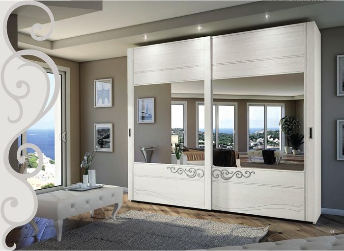 Kleiderschrank Schrank Regal Aufbewahrungs Garderobe Modern Spiegel Holz Design
